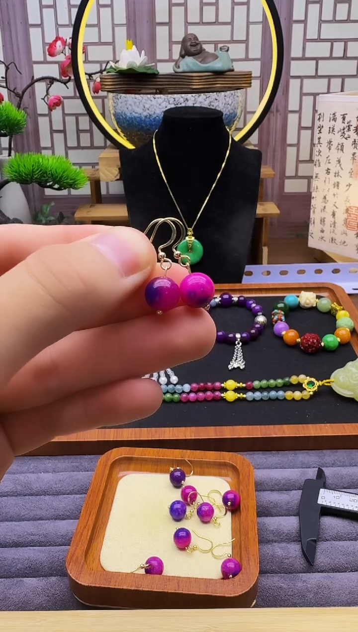 苏纪石（舒俱来）14K金镶嵌耳钉E05