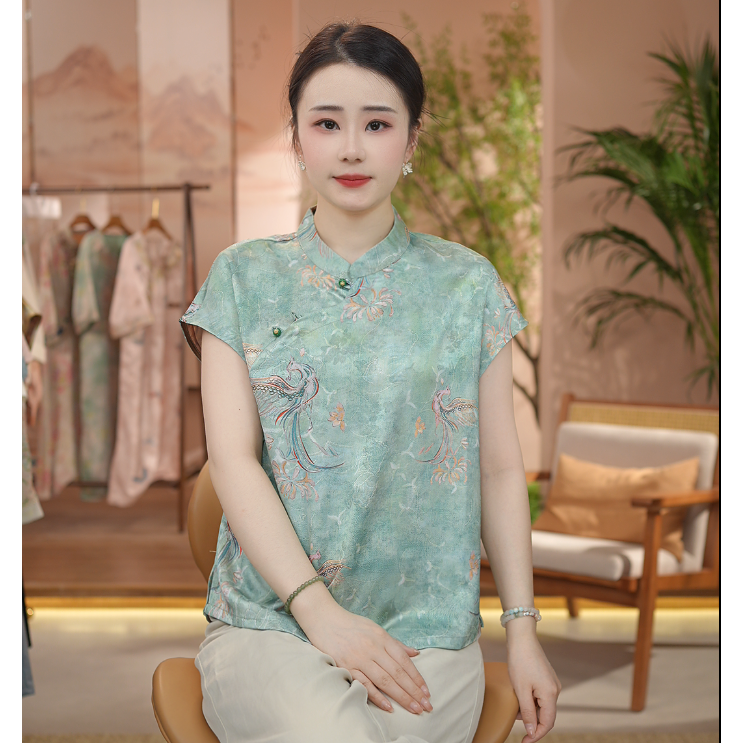 《 争春-短袖》新中式提花国风时尚休闲防晒透气短袖上衣