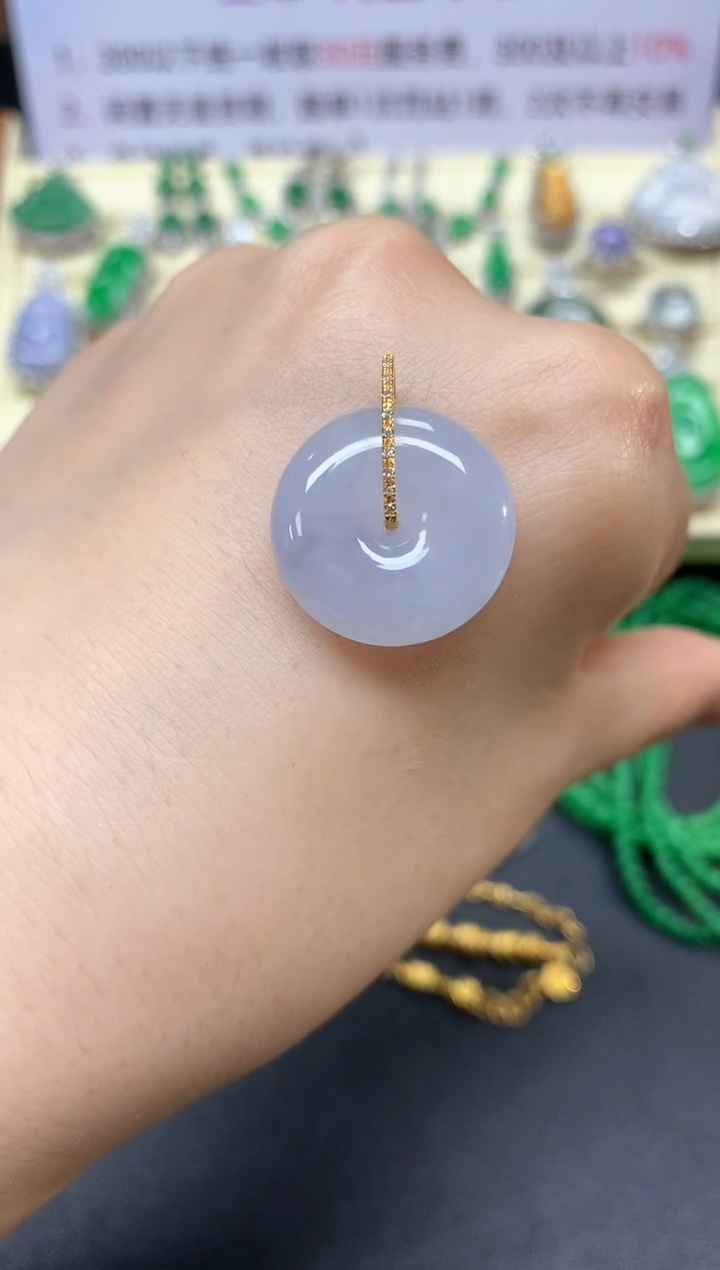 翡翠18K金镶嵌吊坠(不含链)吊坠|1650+165