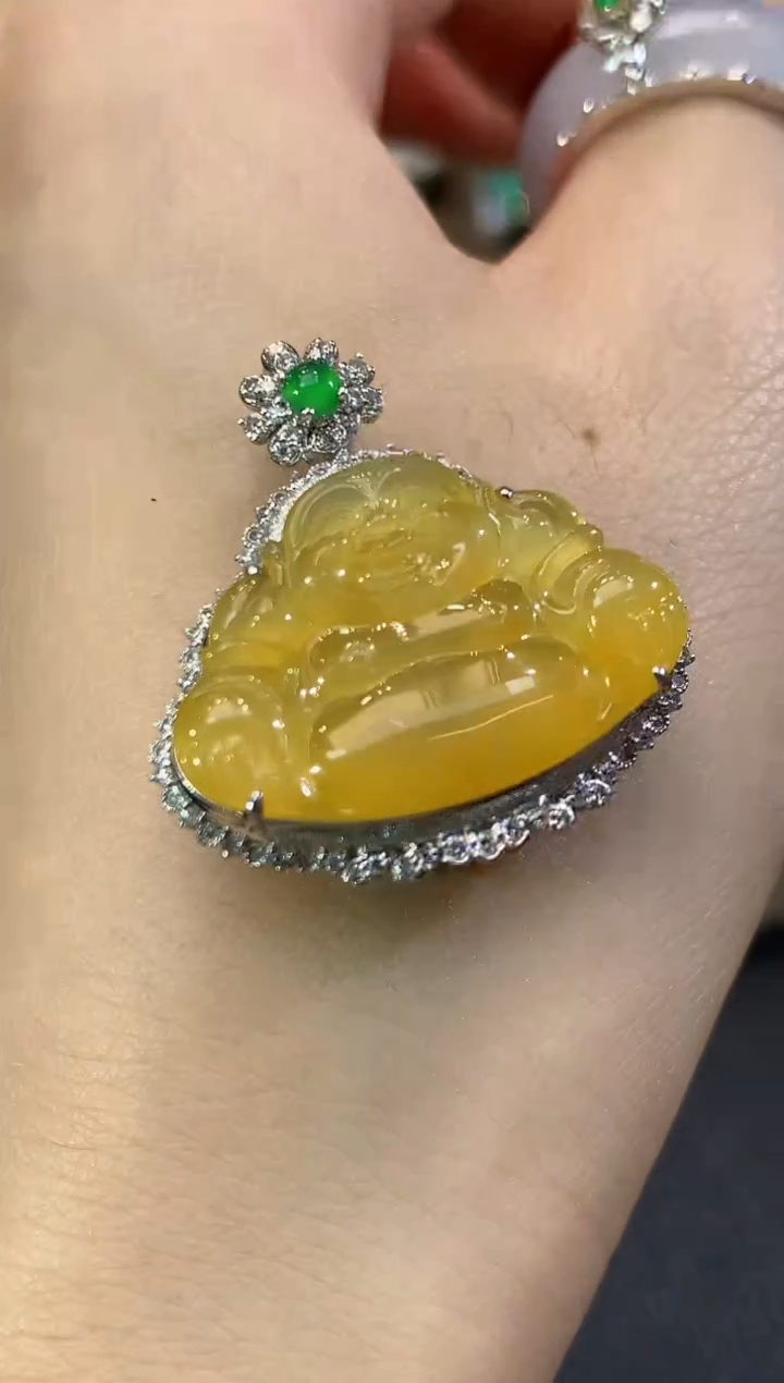 吊坠(不含链)18K金镶嵌翡翠D25