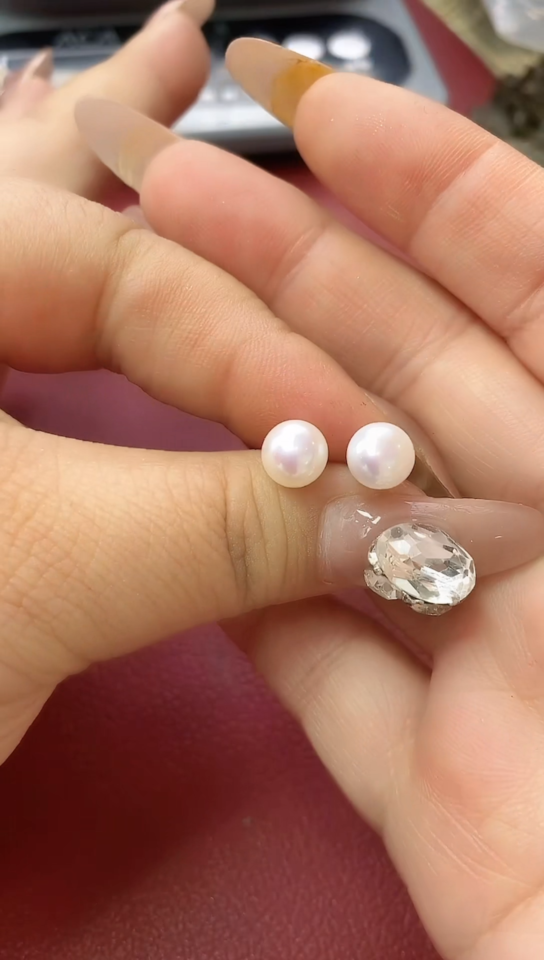 珐琅足银甄选好物I海水正圆极光白珠耳钉