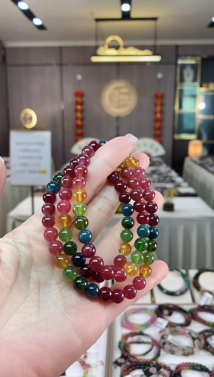 【闪购商品】碧玺三圈手串7mm+未镶嵌（多样性发一条）hon