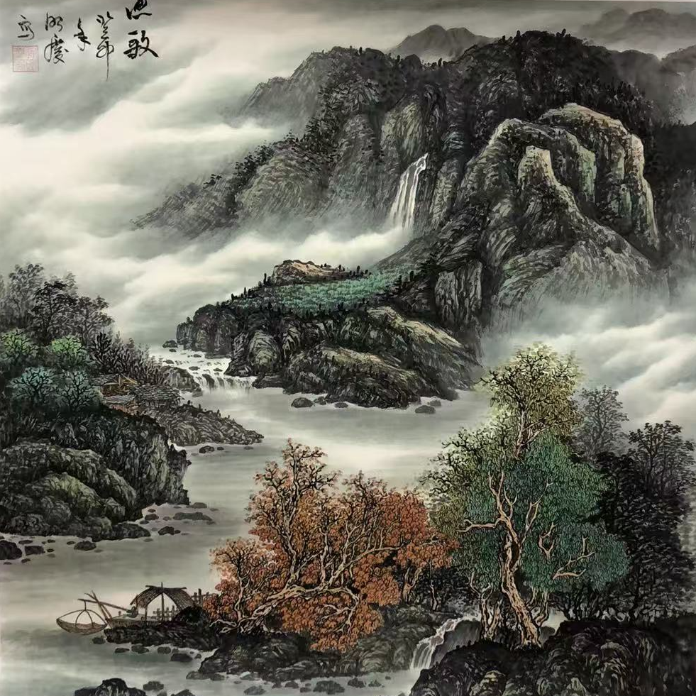 国画作品-斗方-渔歌