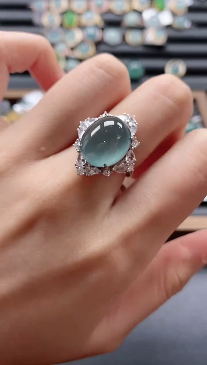 【闪购商品】翡翠戒指银S925镶嵌51511