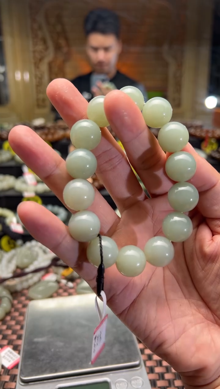 【闪购商品】和田玉手串未镶嵌且末料青白玉手串卡16