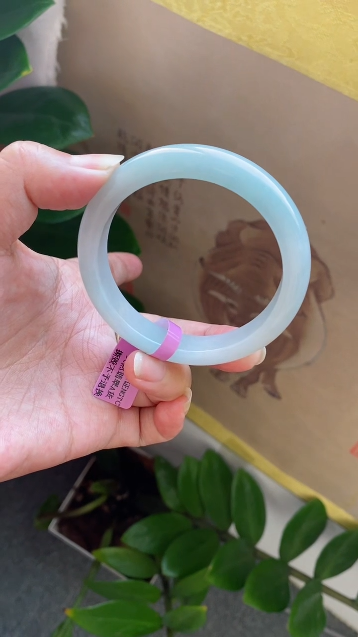 【闪购商品】翡翠手镯未镶嵌（冰胶天空蓝）8号