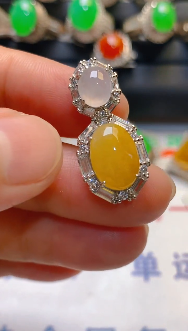 【闪购商品】翡翠耳饰银S925镶嵌天然A货翡翠1