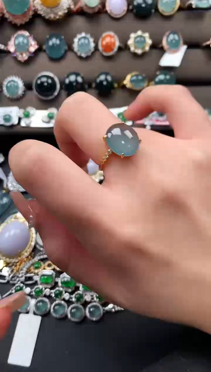 【闪购商品】翡翠戒指银S925镶嵌52141