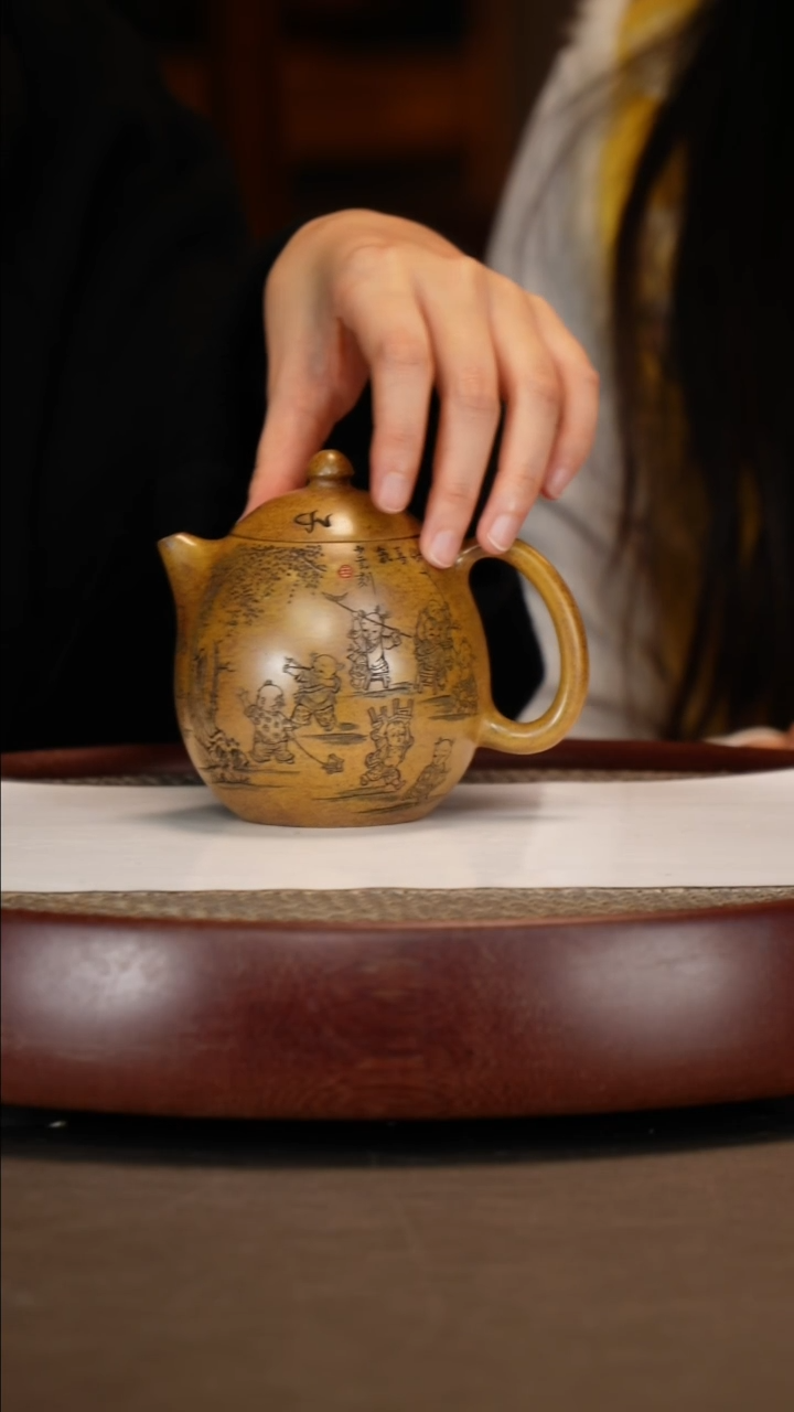 【闪购商品】紫砂茶壶虎皮金砂龙蛋300c+歌窑