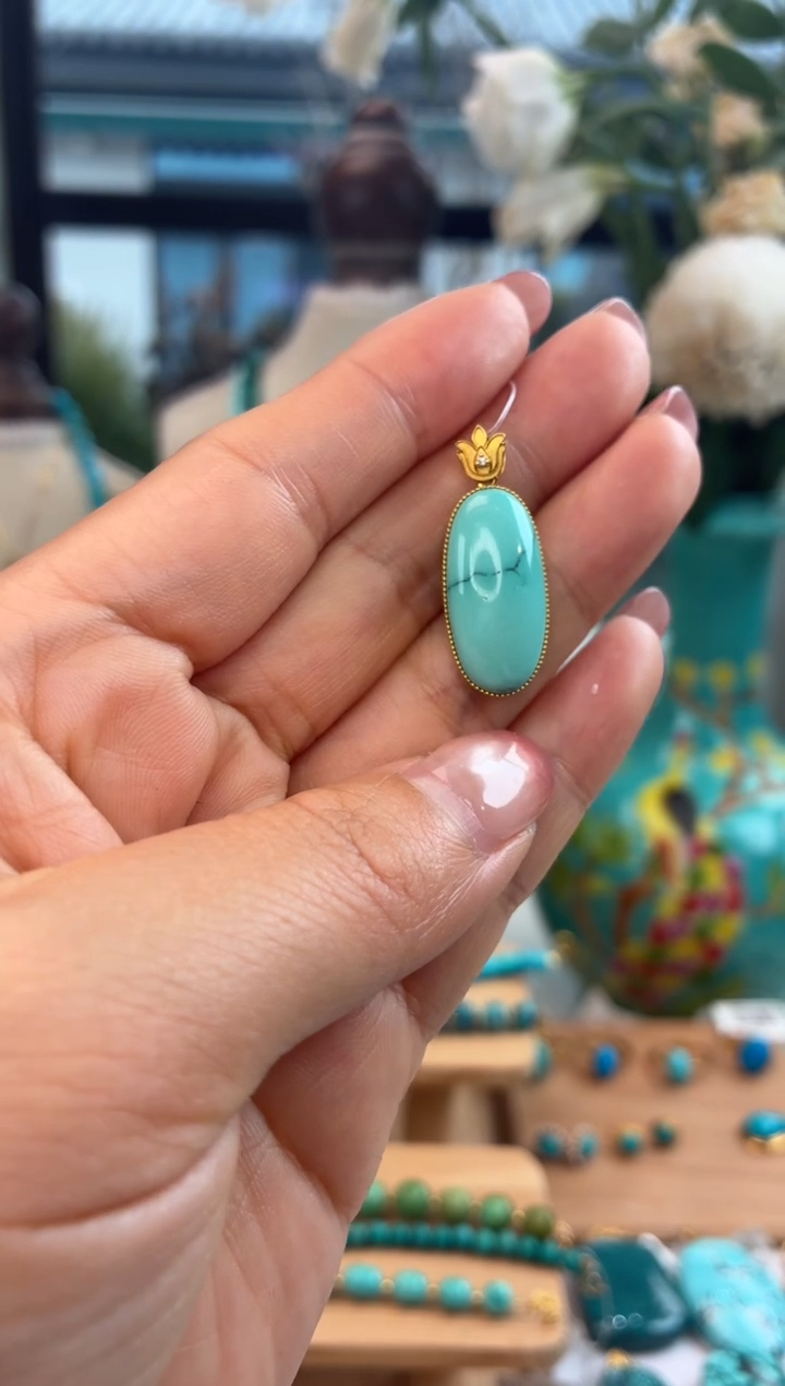 18K金镶嵌绿松石吊坠(不含链)1