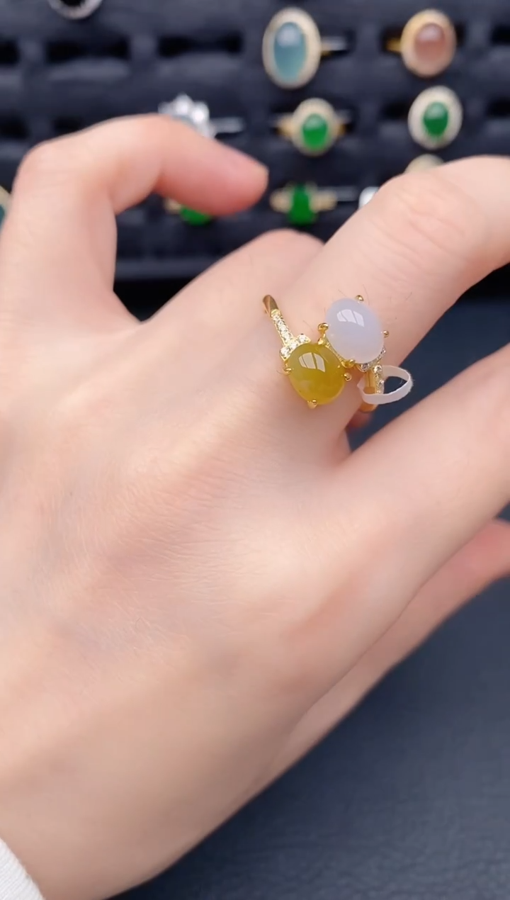 银S925镶嵌戒指翡翠天然a货翡翠164