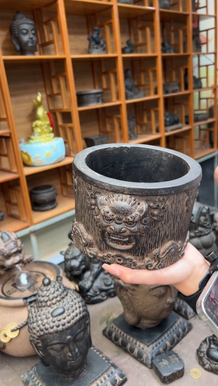 陶土【火山泥】兽头纹鼎