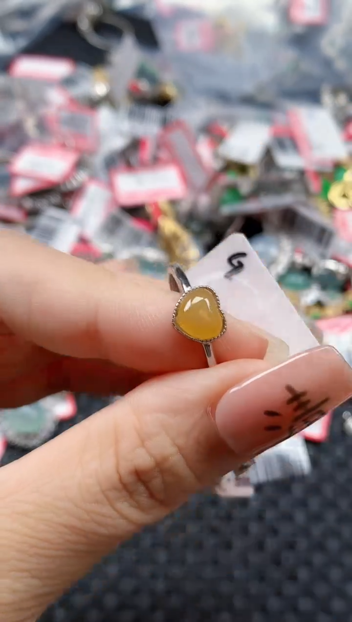 银S925镶嵌戒指翡翠天然A货缅甸翡翠