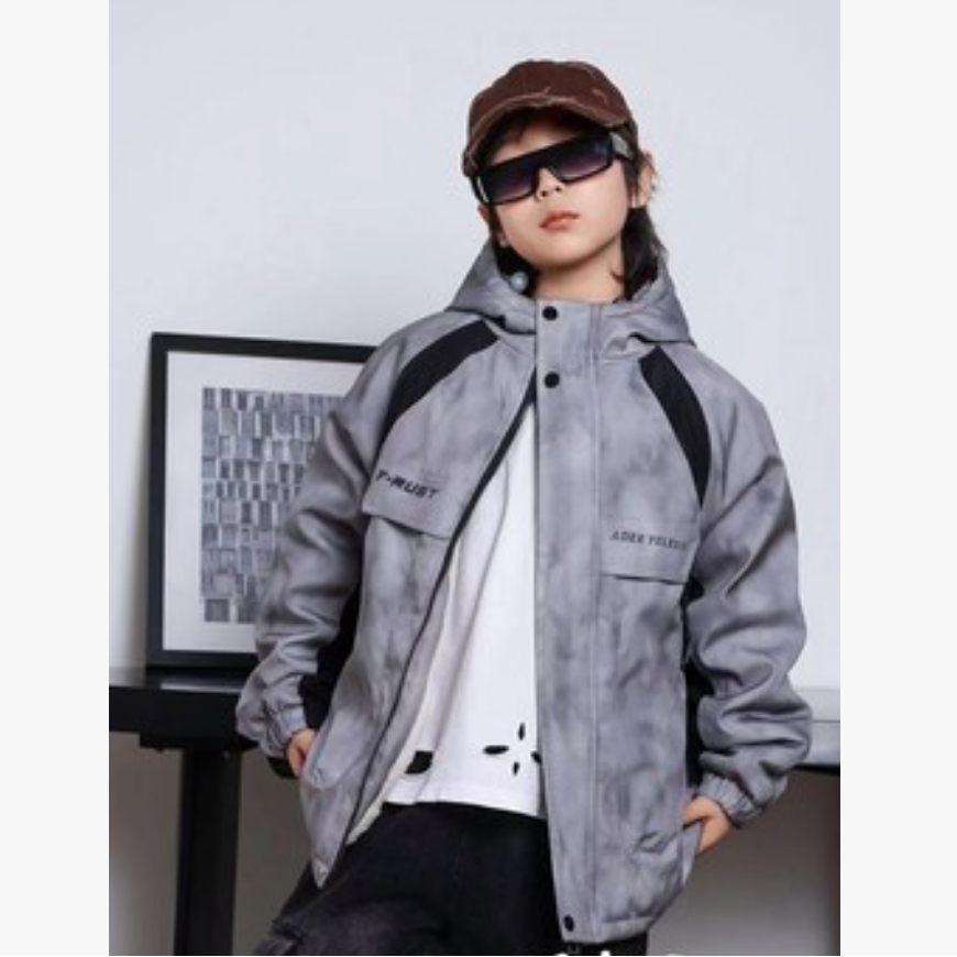 412248 小涵家玲姐优选韩版儿童冬款闲户外加绒派克服外套