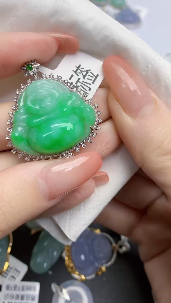 【闪购商品】翡翠颈饰18K金镶嵌天然缅甸翡翠A货