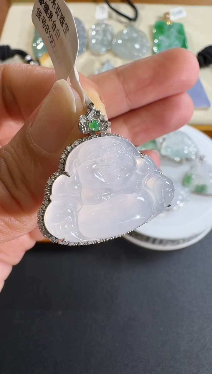 【闪购商品】翡翠吊坠(不含链)18K金镶嵌【源头工厂】钻石镶嵌