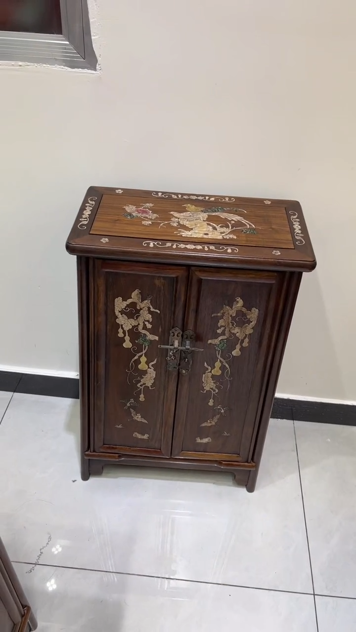 【闪购商品】贡木喜鹊登梅螺钿面条柜