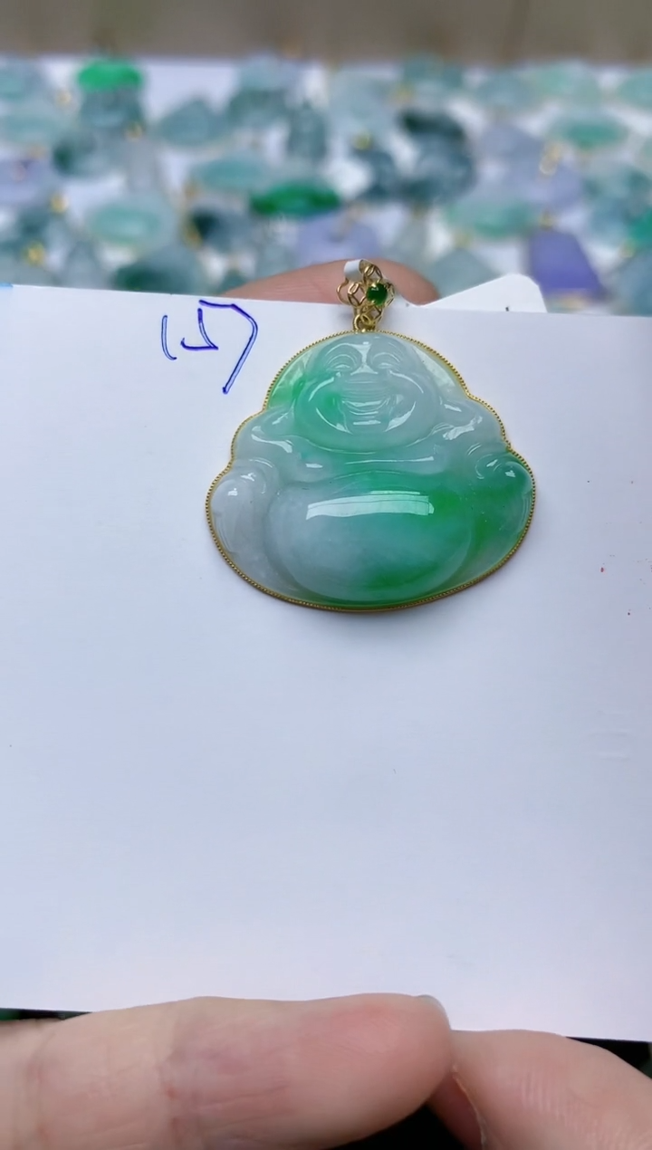 【闪购商品】翡翠颈饰18K金镶嵌天然翡翠A货    