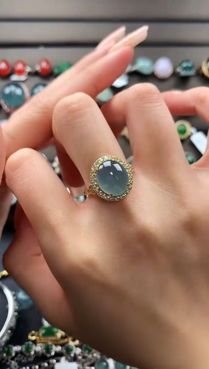 【闪购商品】翡翠戒指银S925镶嵌346456754