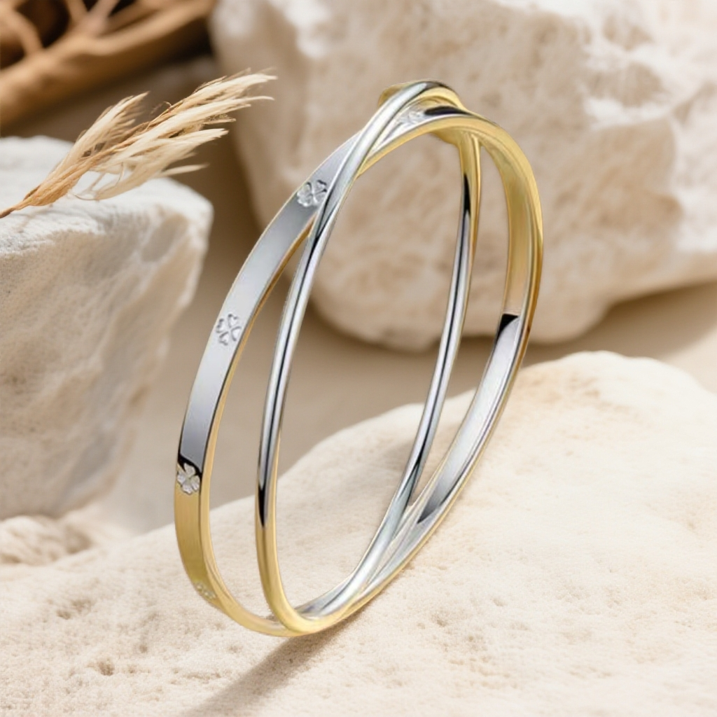 999.9幸运草双环闭口镯