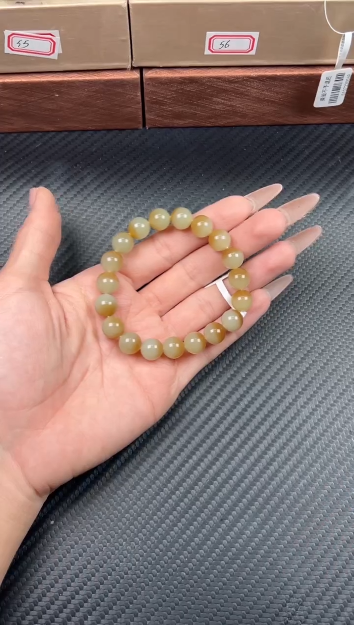 未镶嵌手串和田玉若羌微色差卡10J