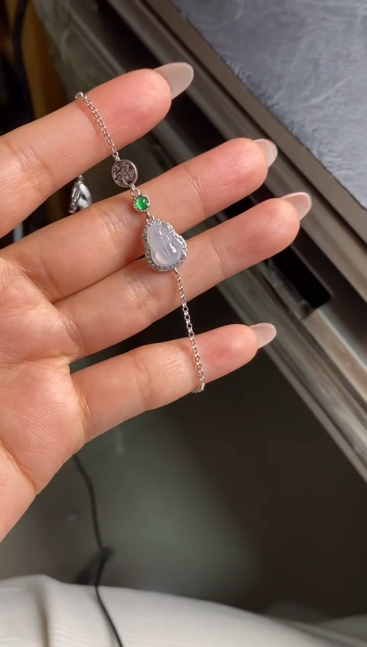 银S925镶嵌戒指翡翠沛**海天然A货翡翠