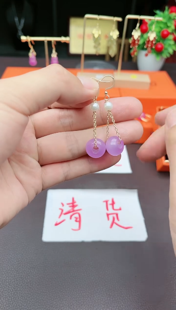 玛瑙/玉髓耳饰银S925镶嵌715000