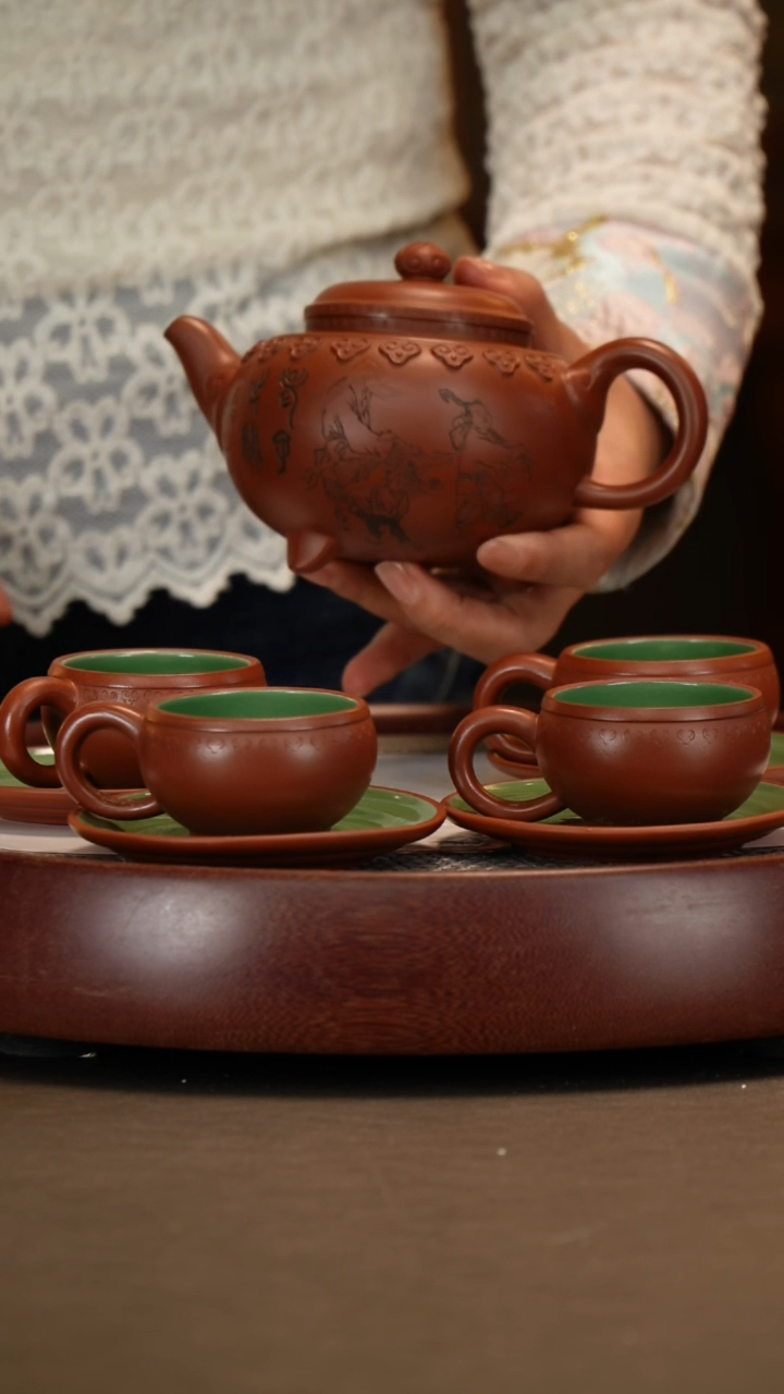 【闪购商品】紫砂茶壶【张赦棠】底槽清云肩如意套组