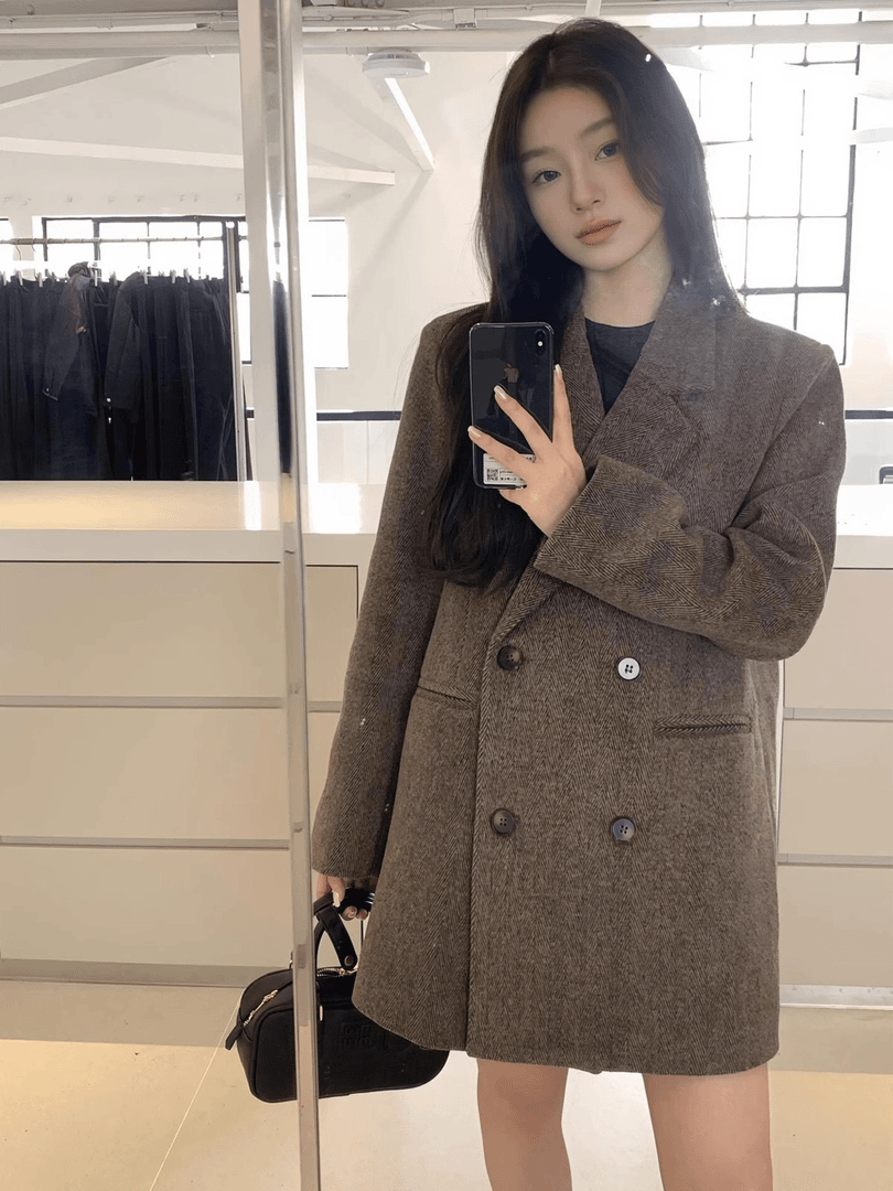秋冬毛呢冬季毛呢外套休闲风韩版百搭女赫本风