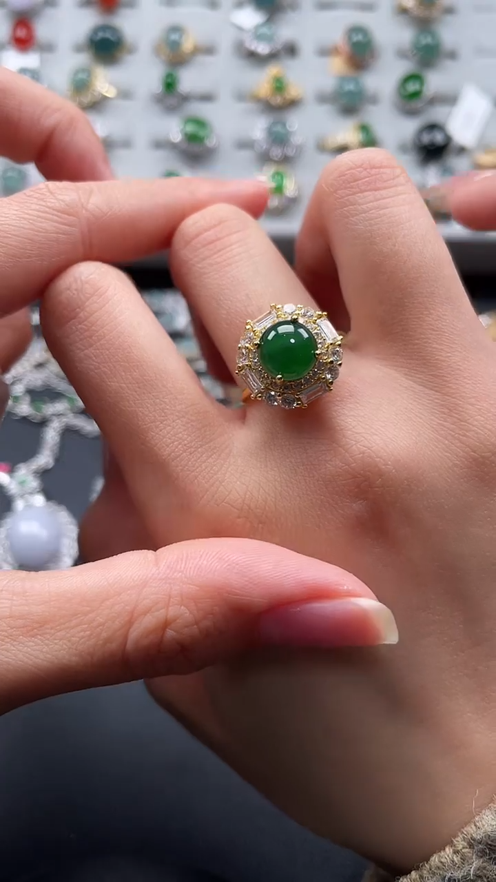 【闪购商品】翡翠戒指银S925镶嵌4636534