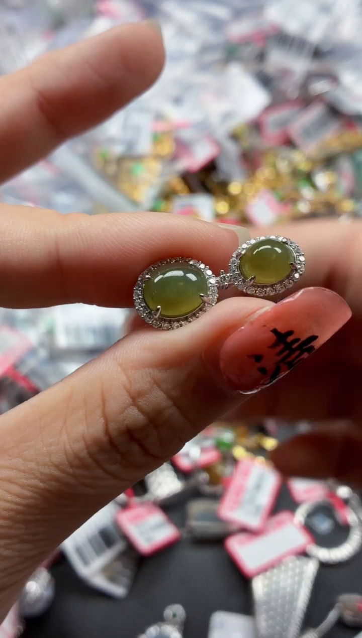 银S925镶嵌戒指翡翠天然A货缅甸翡翠