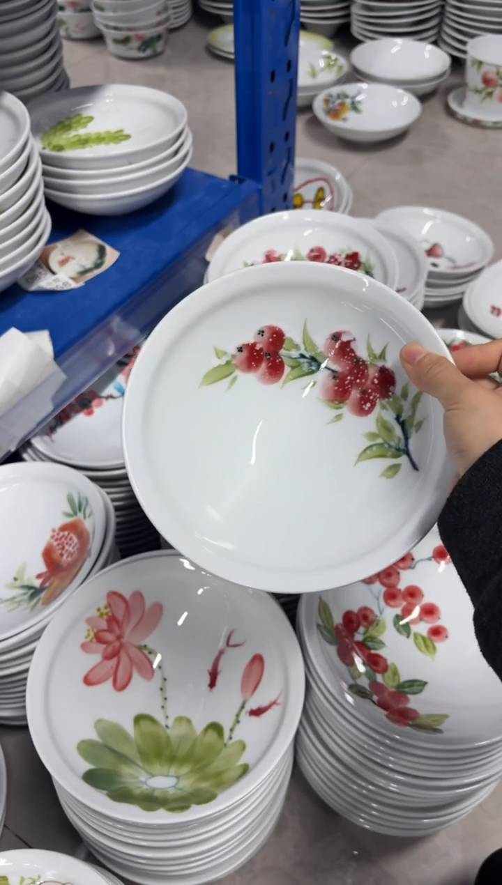 景德镇高温陶瓷食品级手绘釉中彩-大斗笠碗