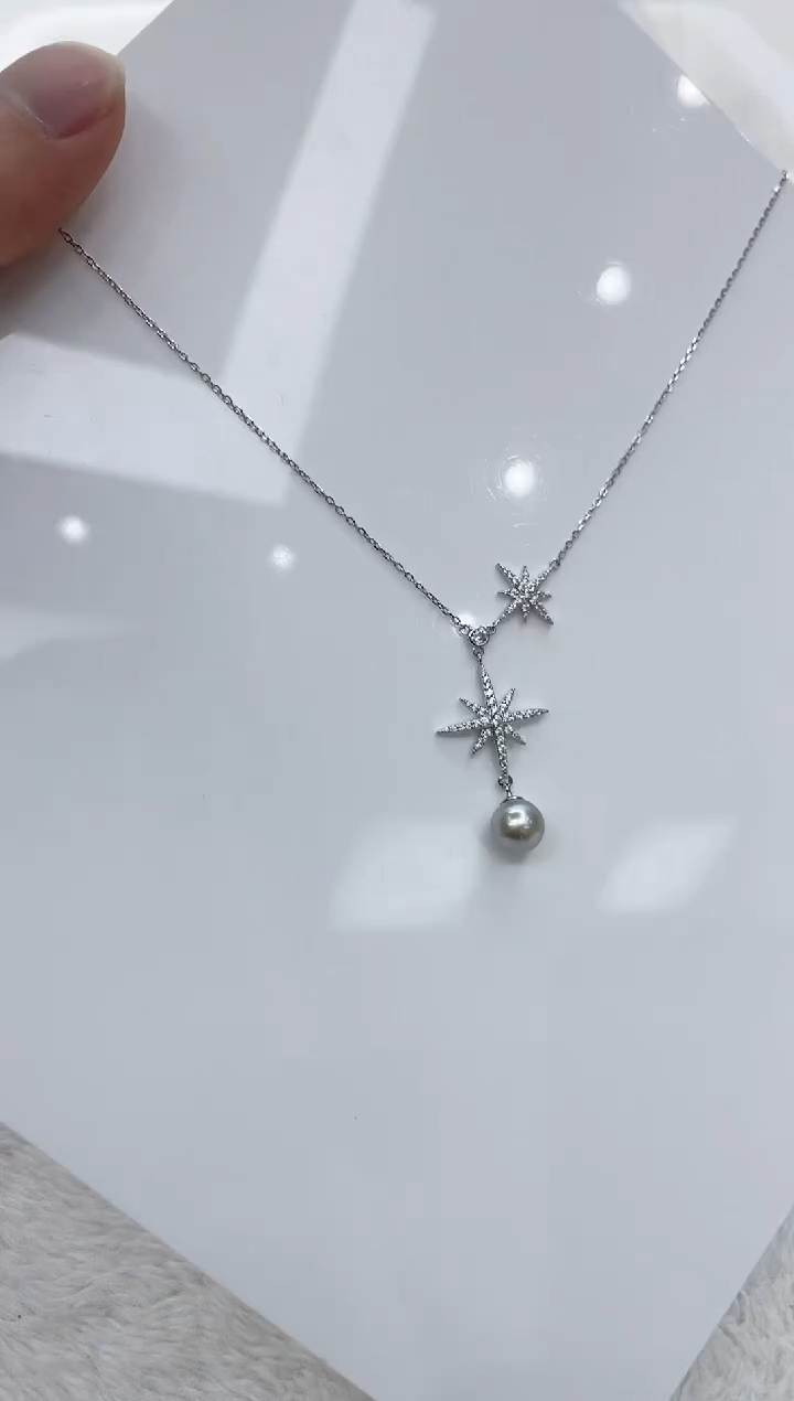 【闪购商品】海水珍珠颈饰银S925镶嵌海水珍珠项链