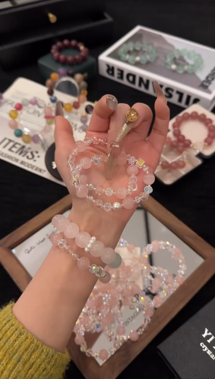 未镶嵌手链水晶粉红泡泡x3525