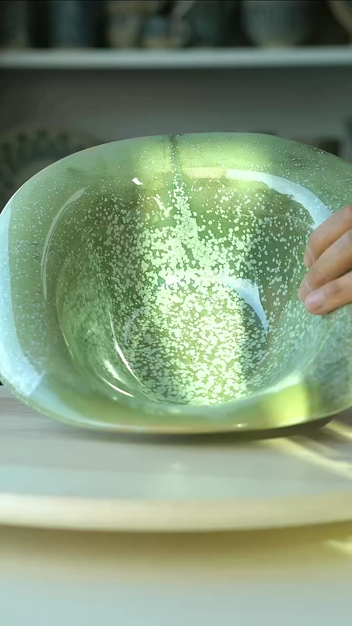 陶瓷春潮窑变荷叶边汤盘25cm@4-2@微瑕