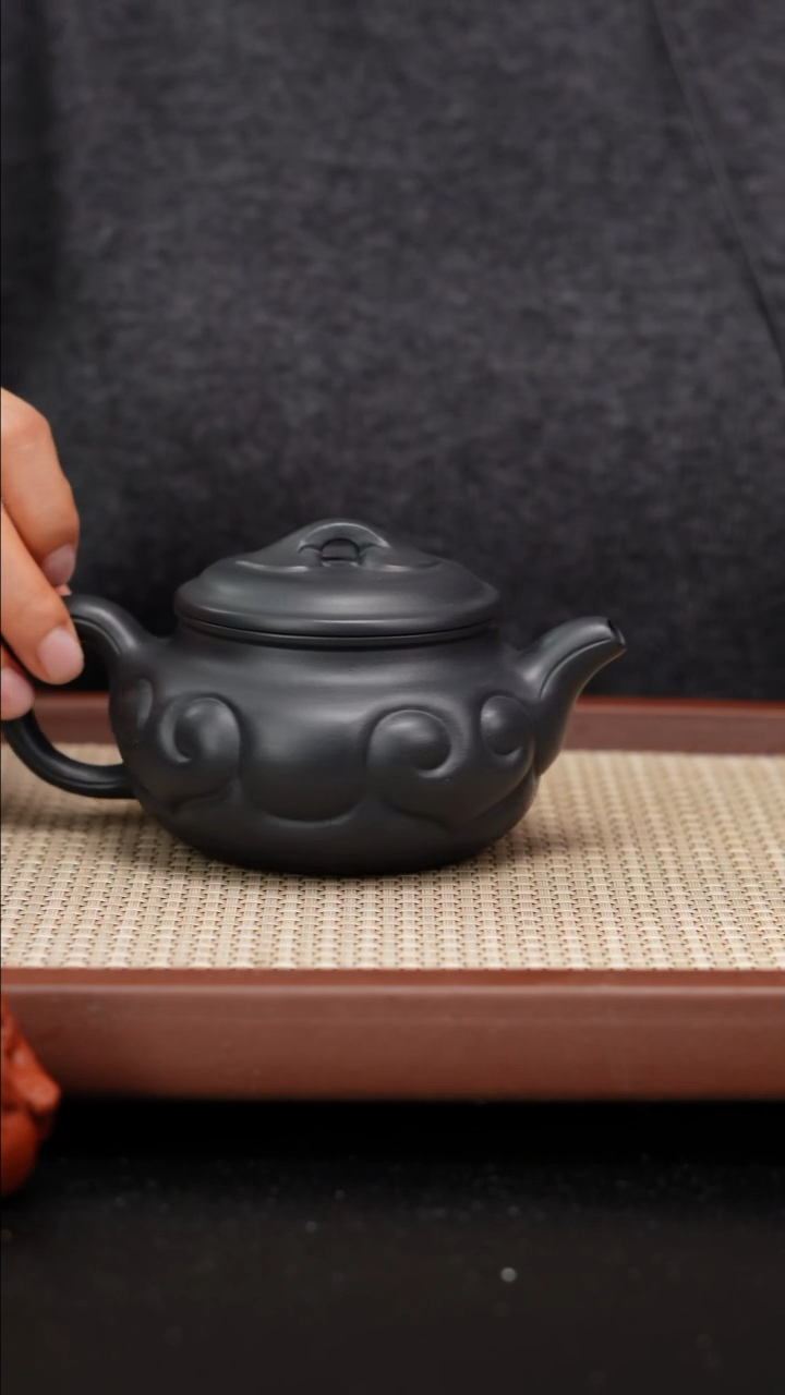 【闪购商品】紫砂茶壶底槽青捂灰仿古如意300cc