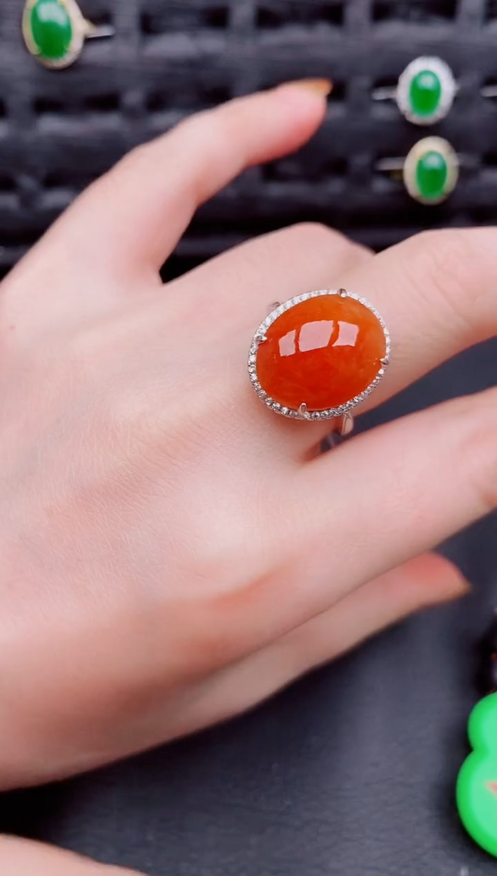 【闪购商品】翡翠戒指银S925镶嵌天然a货翡翠418