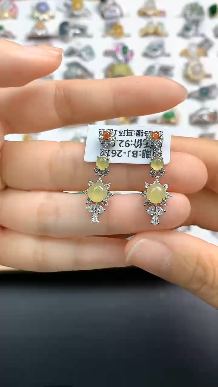 【闪购商品】翡翠颈饰银S925镶嵌翡翠 耳饰 银S925镶嵌