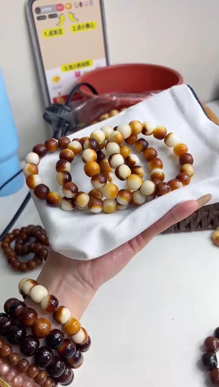 手串菩提根/象牙果沐n45橘白干磨桶珠12*13mm手串