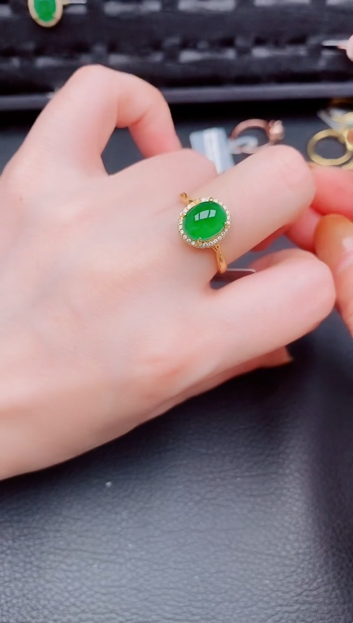 【闪购商品】翡翠戒指银S925镶嵌天然a货翡翠365