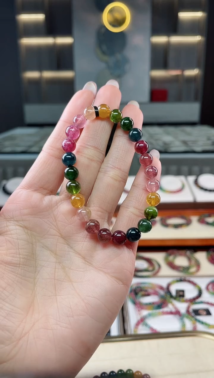 未镶嵌老矿碧玺单圈手串7mm+碧玺（多样性发一条）T