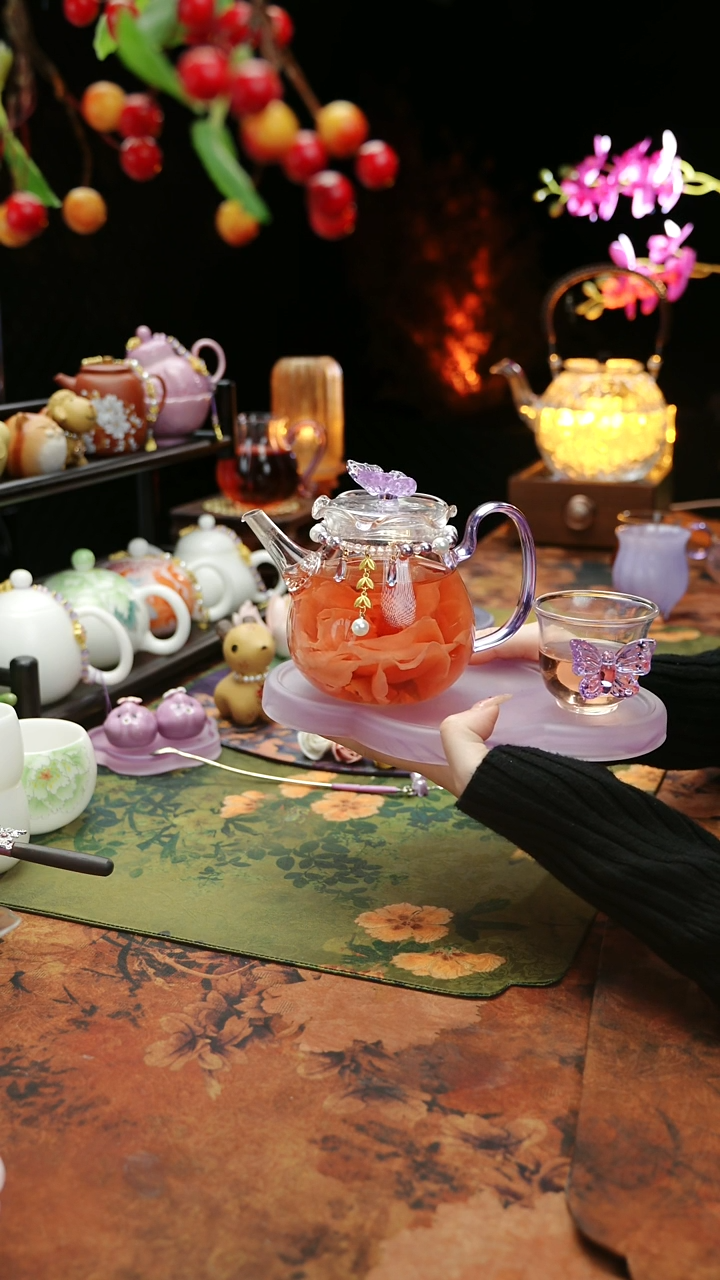 【闪购商品】紫色壶承+茶壶+链子+杯子