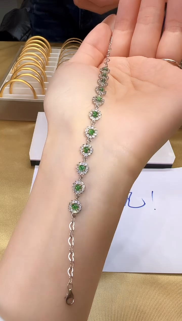银S925镶嵌手链翡翠【松老板】0102015