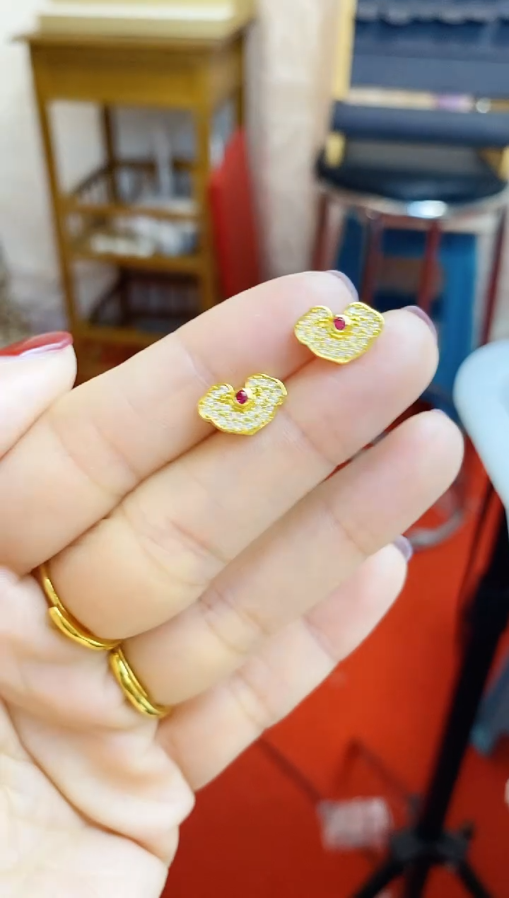 合金无021如意耳钉