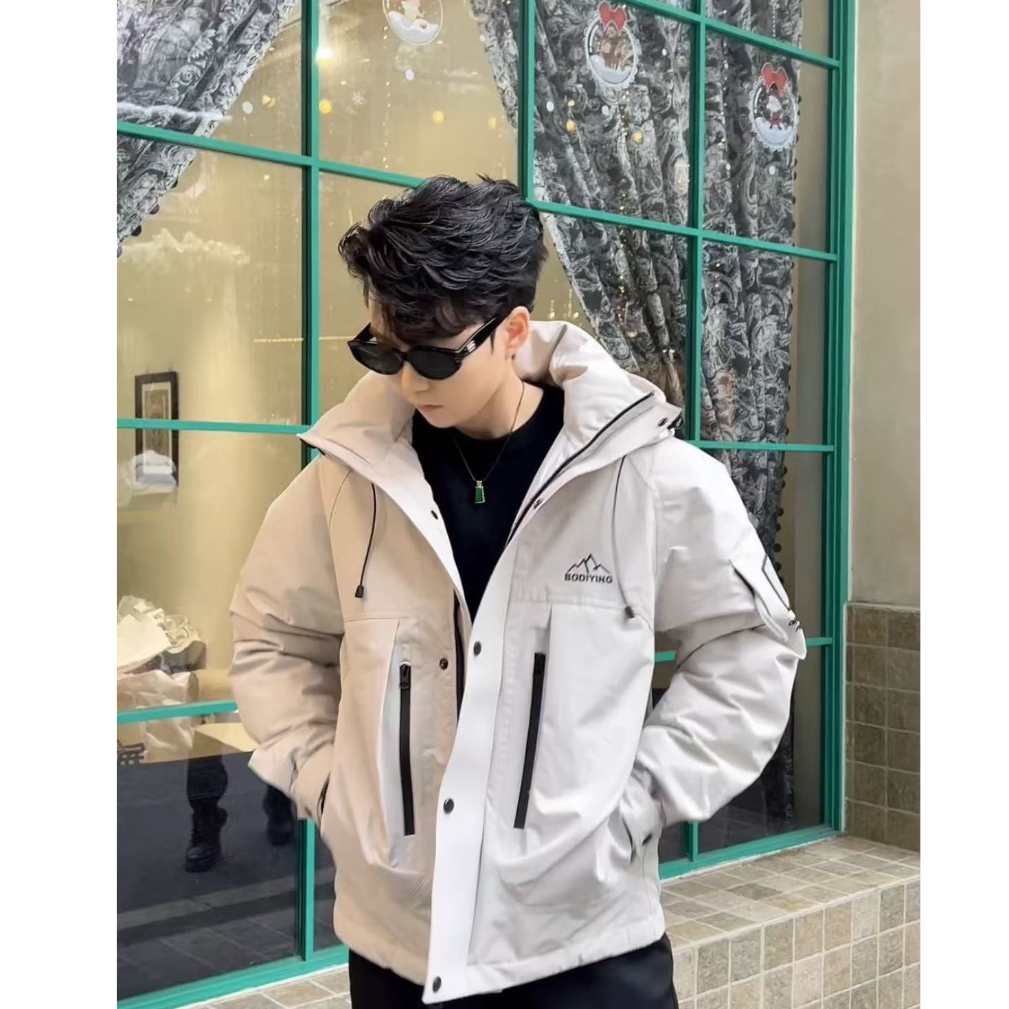 爆款防寒服新款冬季男士棉衣简约百搭纯色加厚保暖棉服外套82606
