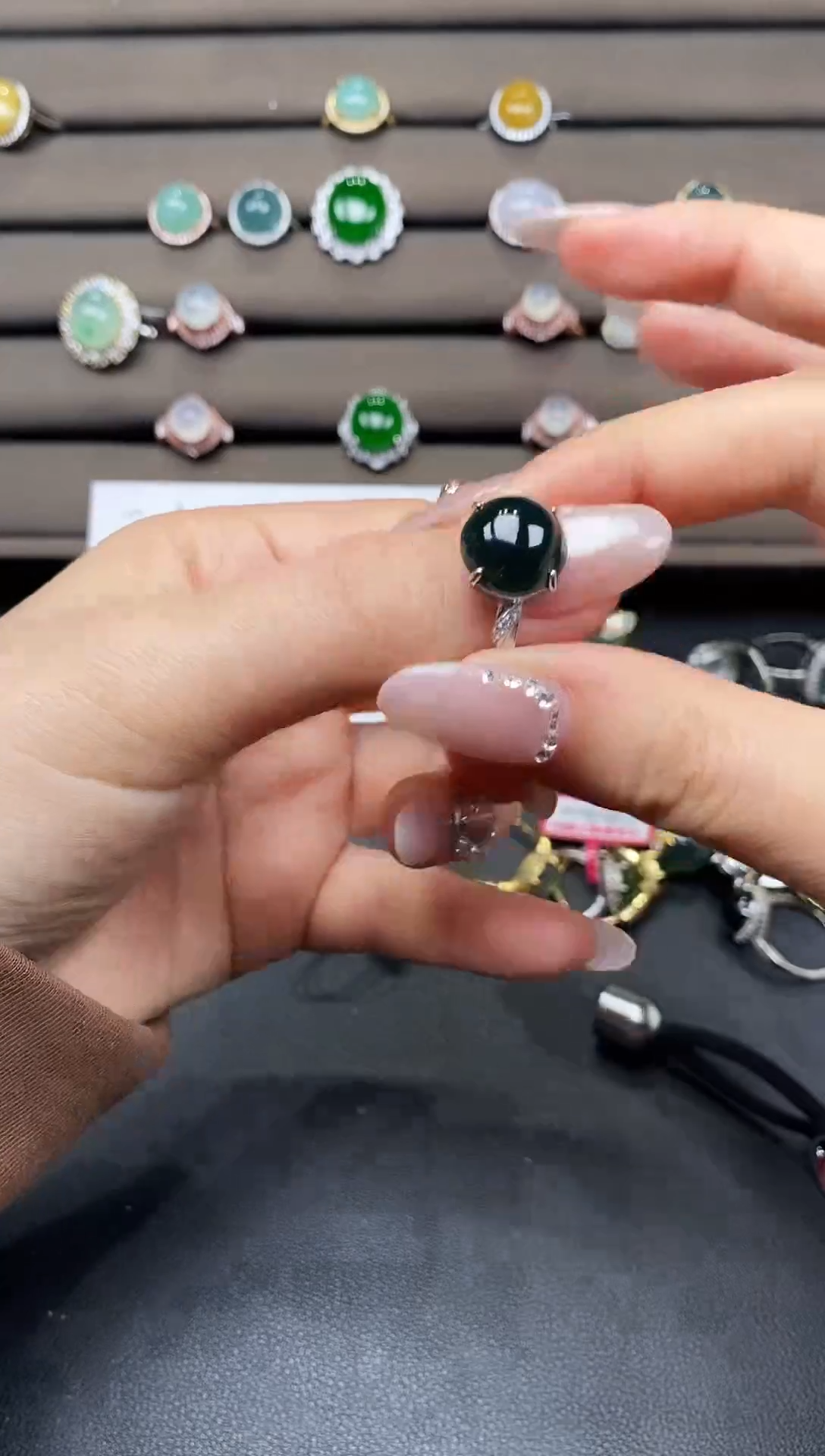 银S925镶嵌戒指翡翠111