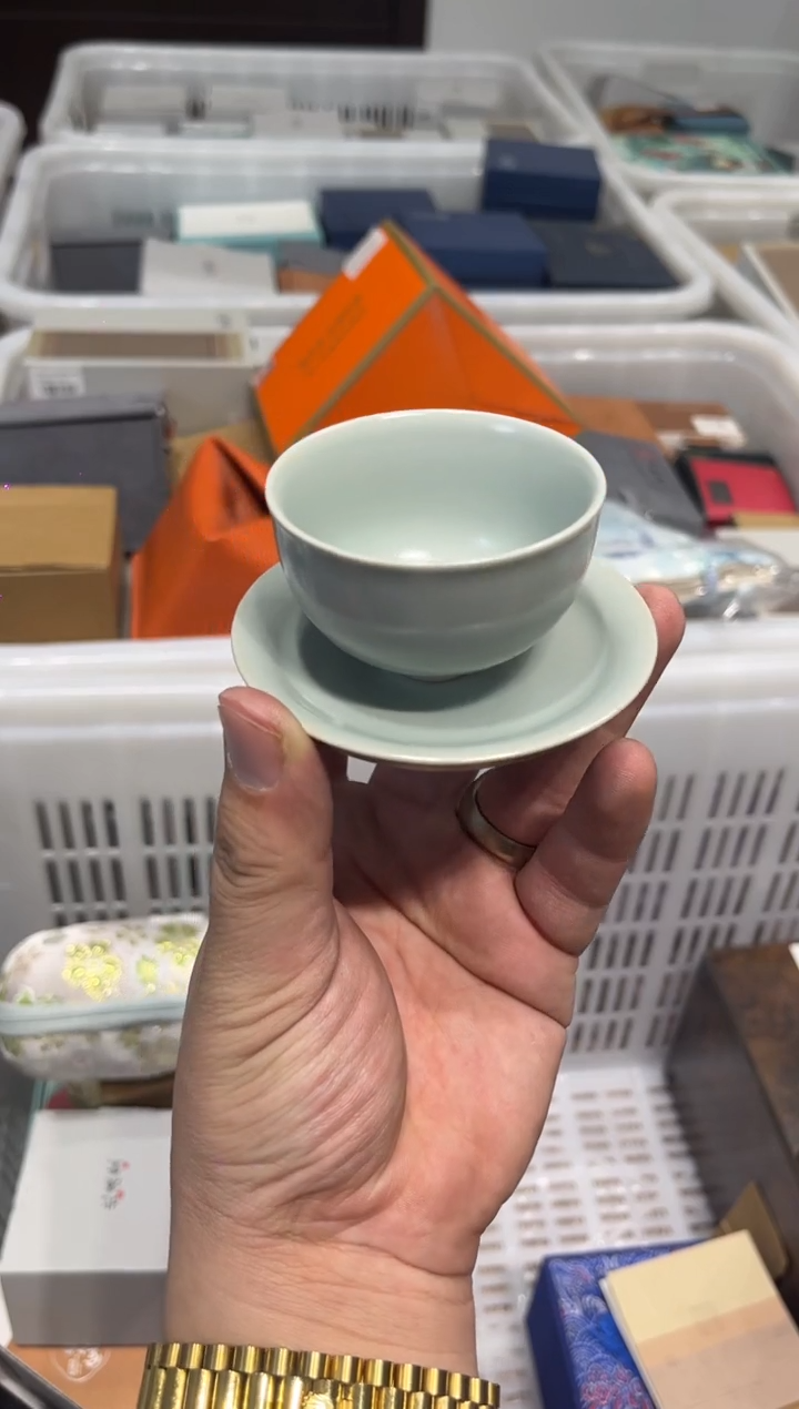 聆云套杯天青色茶具茶具茶