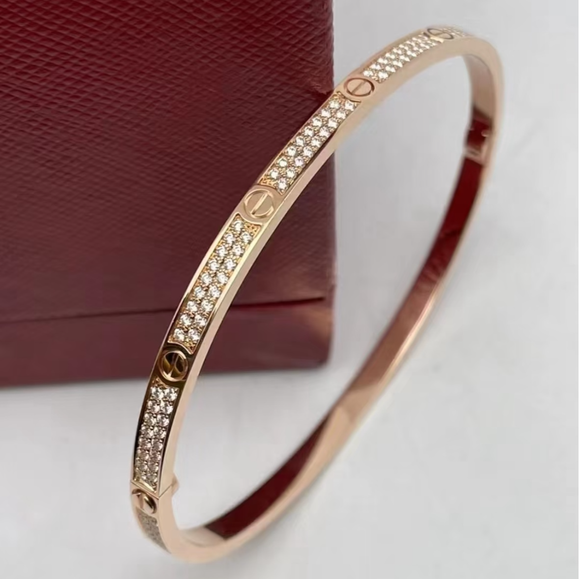 99新 Cartier/卡地亚 大头活动 LOVE 满天星手镯窄版玫瑰金17号