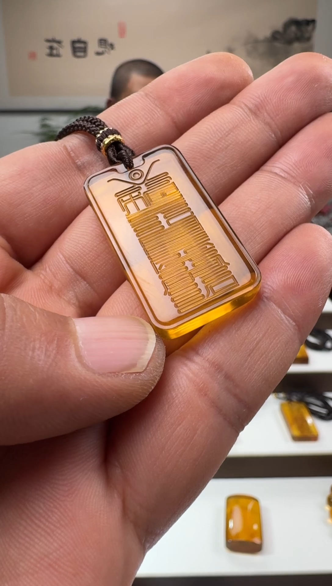 【闪购商品】琥珀颈饰未镶嵌缅甸琥珀符文吊坠