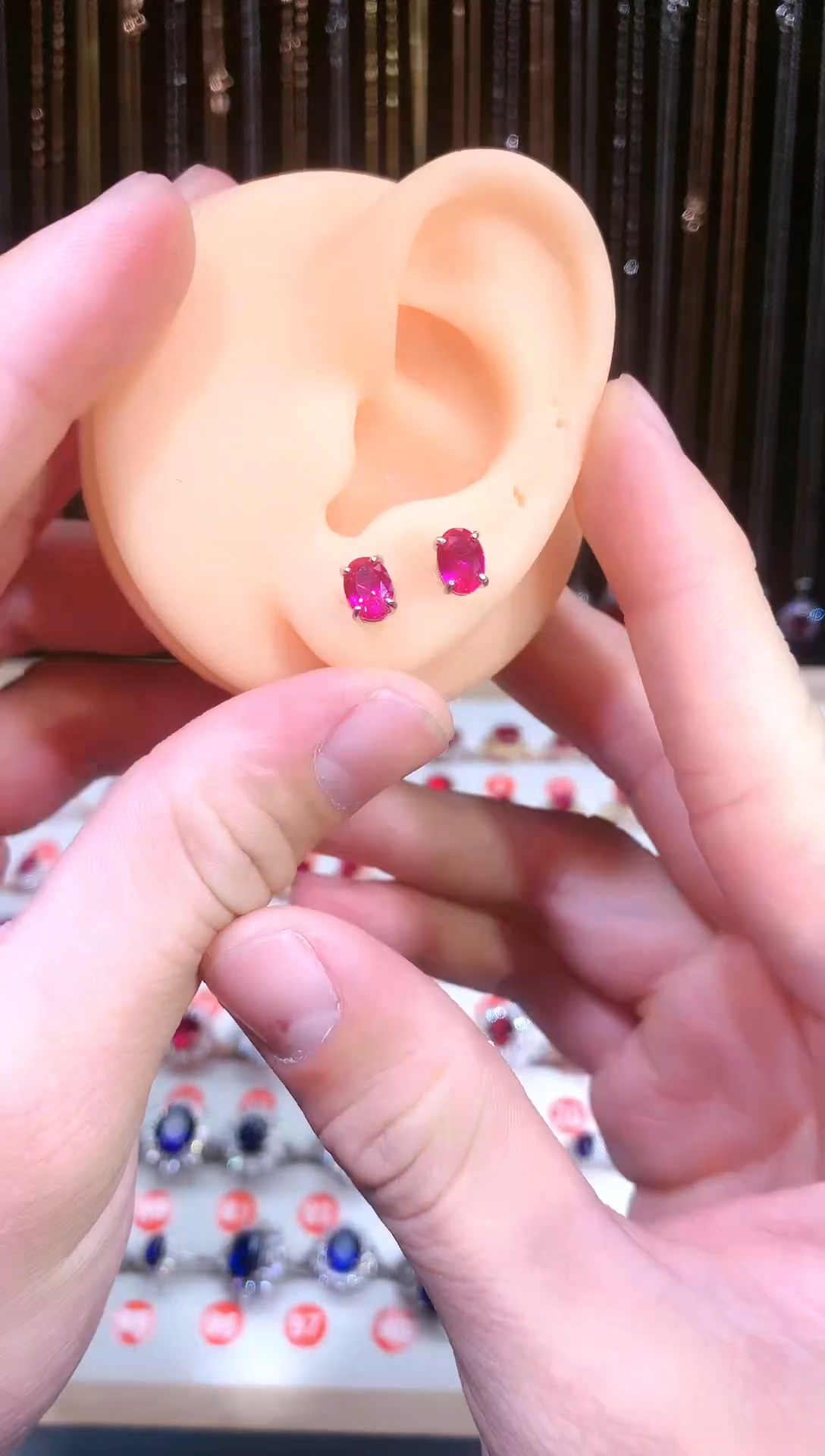 【闪购商品】红宝石耳饰银S925镶嵌11111